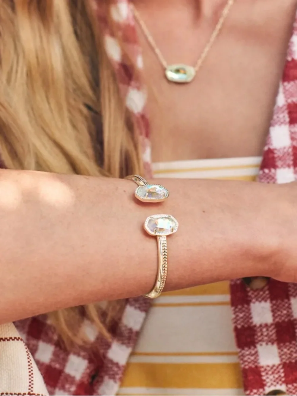 NWT Kendra Scott Dichroic Elton Cuff Bracelet Gold - Picture 3 of 5